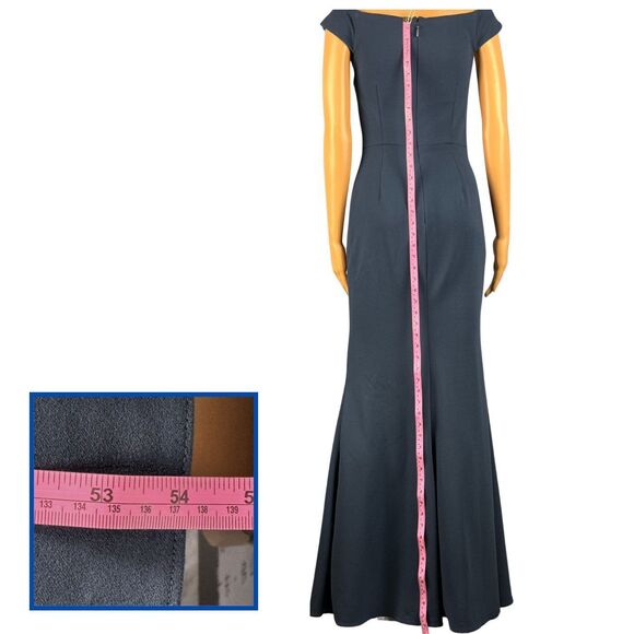 Azazie Nicolina Dress Mermaid Square Neckline Stretch Crepe Dark Navy Size A2 - Picture 3 of 8